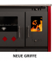 Preview: EEK A+ Küchenofen Holzherd Practik LUX bordeaux, linke Version - 9,5 kW, ext. Zuluft - Dauerbrand