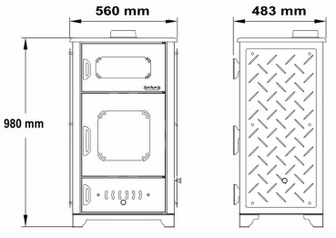 EEK A Kaminofen mit Backfach und Herdplatte Modell S100 - 15kW