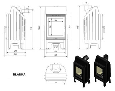 EEK A - Kamineinsatz Kratki BLANKA PF - 8 kW