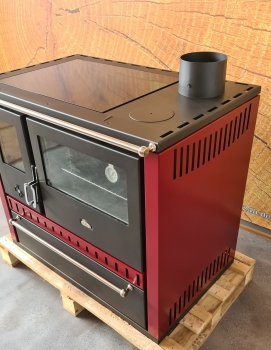 Wasserführender Premium-Küchenofen Holzherd GT W10 bordeaux !Cerankochfeld!+!Edelstahlbackfach!-Dauerbrandherd - 13,3 kW