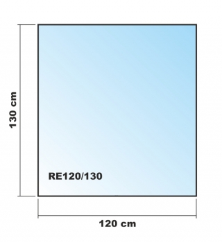 Rechteck 120x130cm Glas schwarz - Funkenschutzplatte Kaminbodenplatte Glasplatte Ofenunterlage
