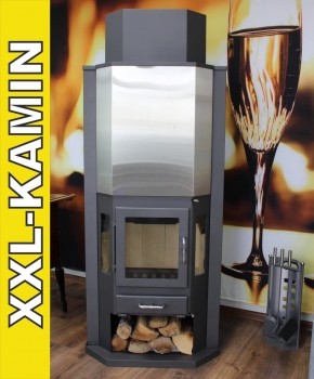 EEK A XXL-Kaminofen (185cm) Victoria Diplomat mit XXL-Brennraum schwarz– 14kW