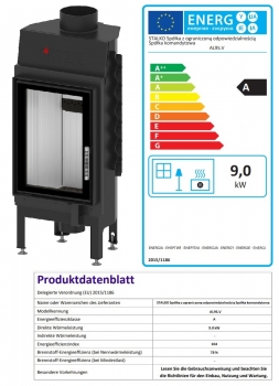 EEK A - Kamineinsatz HITZE Albero AL9S.V DECO - 9kW extra hohe Sichtscheibe