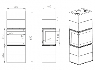 [B-Ware] EEK A+ Panoramakaminofen SCANDINAVIAN 65 WH - 9kW