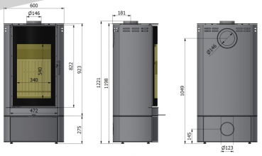 EEK A Kaminofen Hajduk ARCO F3 schwarz - 7kW