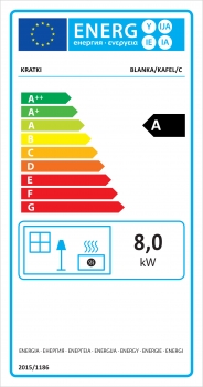 EEK A - Design-Kachelkamin Kratki BLANKA mit Kacheln in creme - 8 kW