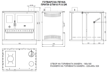 Wasserführender Premium-Küchenofen Holzherd GT W10 bordeaux !Cerankochfeld!+!Edelstahlbackfach!-Dauerbrandherd - 13,3 kW