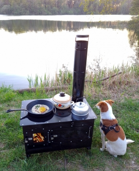 Holzgrill mit Backfach, Herdplatte "Rosalie" Gartenkamin Pizzaofen Feuerschale