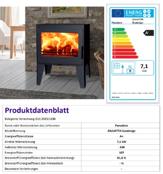 EEK A+ Kaminofen Panadero Giulietta ECODESIGN - 7,1kW