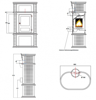 EEK A+ - Gussofen Kaminofen Globe Fire HERCULINA XL - 7 kW