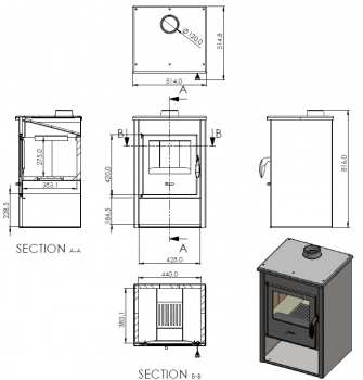 EEK A - Kaminofen LUNA grau - 9,7kW