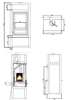 EEK A+ - Kaminofen Globe Fire LUNA II H Naturstein - 6 kW