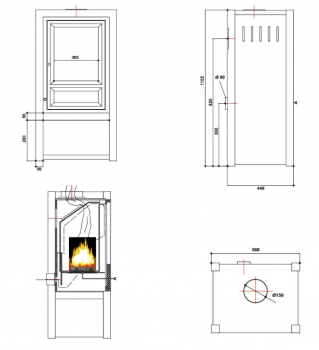 EEK A+ - Kaminofen Globe Fire LUNA II L Naturstein - 6 kW