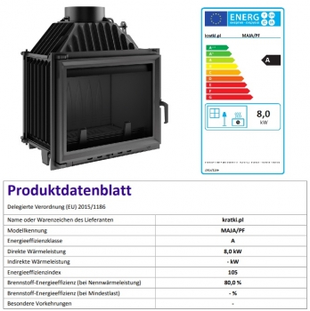 EEK A Guss-Kamineinsatz Kratki MAJA/PF - 8kW + BIMSCHV II