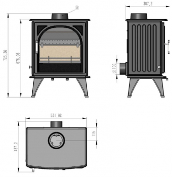 EEK A Gusskaminofen Z0827, externe Zuluft, Holz&Kohle + dauerbrandf. – 8 kW