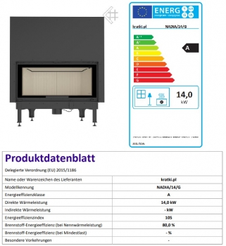 EEK A - Kamineinsatz Kratki Nadia 14 mit Schiebetür - 14 kW