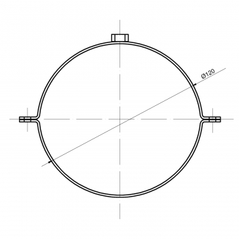 120 mm - Rauchrohr Schelle in Gussgrau