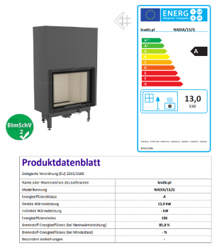 EEK A - Kamineinsatz Kratki Nadia 13 mit Schiebetür - 13 kW