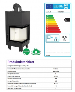 EEK A - Eck-Kamineinsatz Kratki MBN/P/BS Schwenktür, rechts - 8 kW