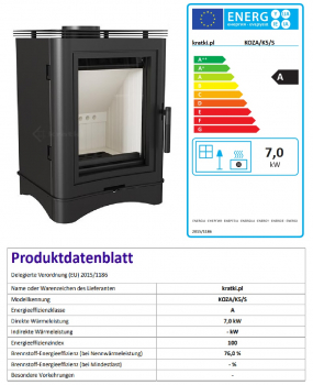 EEK A - Kaminofen Kratki KOZA K5 S aus Stahl - 7 kW