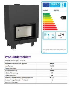 EEK A - Kamineinsatz Kratki MBM 10 mit Schiebetür - 10 kW