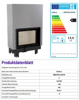 *EEK A - Wasserführender Kamineinsatz Kratki MBZ 13 PW mit Schiebetür - 13 kW