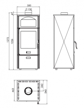 EEK A+ Kaminofen Plamen Laguna braun mit Herdplatte - 8kW