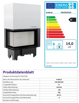 EEK A+ ECK-Kamineinsatz Kratki VNL/810/410 links mit Schiebetür - 14 kW