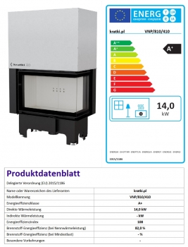 EEK A+ ECK-Kamineinsatz Kratki VNP/810/410 rechts mit Schiebetür - 14 kW