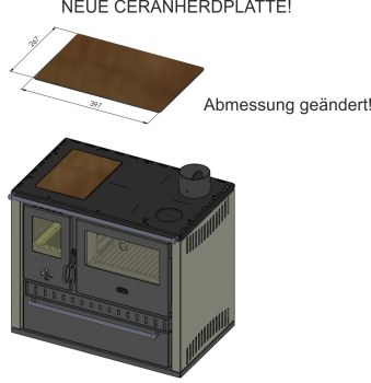 Wasserführender Premium-Küchenofen Holzherd GT W10 bordeaux !Cerankochfeld!+!Edelstahlbackfach!-Dauerbrandherd - 13,3 kW