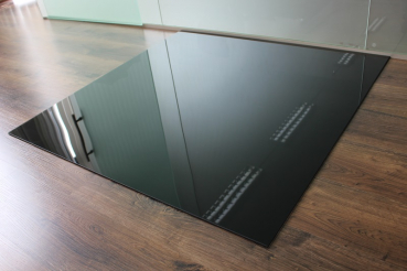 Rechteck 100x120cm Glas schwarz - Funkenschutzplatte Kaminbodenplatte Glasplatte Ofenunterlage