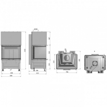 EEK A+ Kaminbausatz Pure Extra Hajduk VOLCANO 3PLh Panoramakamin mit 11kW