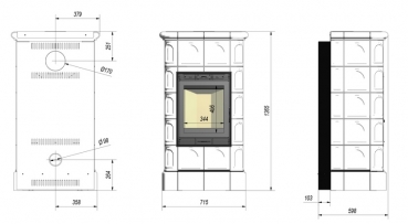 EEK A - Design-Kachelkamin Kratki BLANKA mit Kacheln in creme - 8 kW