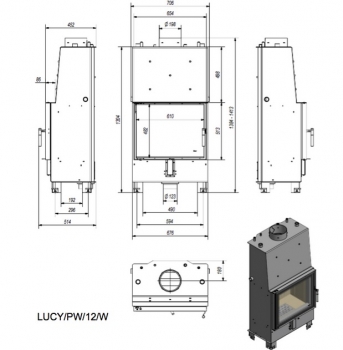 EEK A+ - Wasserführender Kamineinsatz Kratki Lucy PW 12 mit 12 kW