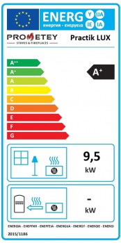 EEK A+ Küchenofen Holzherd Practik LUX bordeaux, rechte Version - 9,5 kW, ext. Zuluft - Dauerbrand