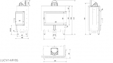 EEK A - Eck-Kamineinsatz Kratki LUCY/14/P/BS mit Seitenglas rechts - 14kW