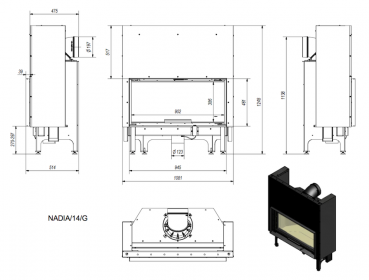 EEK A - Kamineinsatz Kratki Nadia 14 mit Schiebetür - 14 kW