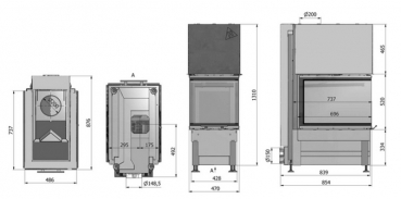 EEK A+ Kaminbausatz Royal Extra Hajduk VOLCANO 3PLUh Panoramakamin mit 11kW