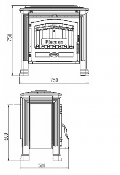 EEK A+ Gusskaminofen Plamen Tena mit 9,5kW + Herdplatte