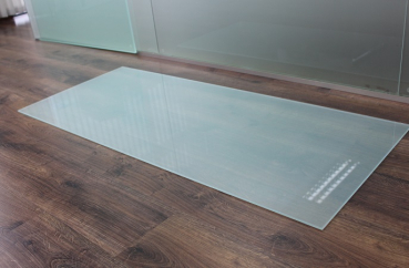 Saisonplatte Rechteck *Frosty* 110x70cm - Kamin-Vorlegeplatte Milchglas Funkenschutzplatte Kaminbodenplatte Glasplatte