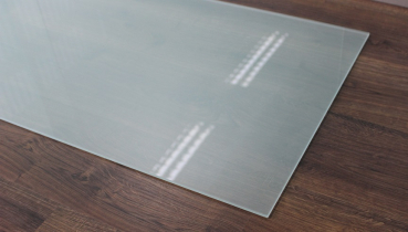 Saisonplatte Rechteck *Frosty* 100x70cm - Kamin-Vorlegeplatte Milchglas Funkenschutzplatte Kaminbodenplatte Glasplatte