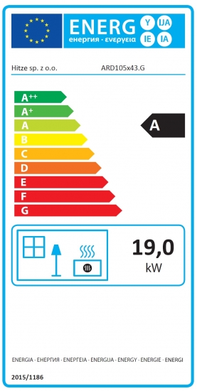 EEK A - XXL-Kamineinsatz HITZE Ardente ARD105X43.G mit Schiebetür - 19kW