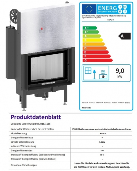 EEK A - Kamineinsatz HITZE Albero AL9G.H DECO mit Schiebetür -9kW