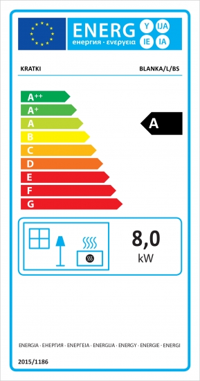 EEK A - Eck-Kamineinsatz Kratki BLANKA/L/BS Seitenscheibe links - 8 kW