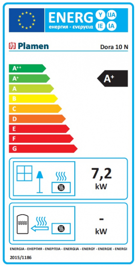 EEK A+ Kaminofen Plamen Dora 10N mit Herdplatte, schwarz - 7,2kW