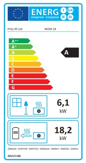 EEK A: Wasserführender Kaminofen PRITY WD W24 D, rot - 24,3 kW +BIMSCHV II