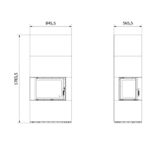 Kaminbausatz Kratki FLOKI links - 8 kW Granit-Paneele ZIMBABWE NERO