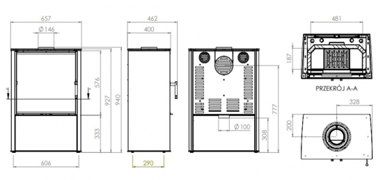 EEK A+ Kaminofen HITZE LUPO M, weiß - 8,7 kW