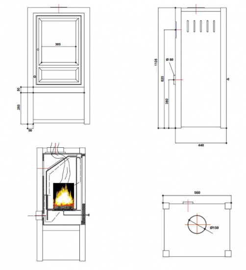 EEK A+ - Kaminofen Globe Fire LUNA II L Naturstein - 6 kW