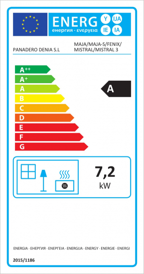 EEK A Design-Kaminofen Panadero Maja S Plus ECODESIGN, ext. Zuluft - 7,2 kW